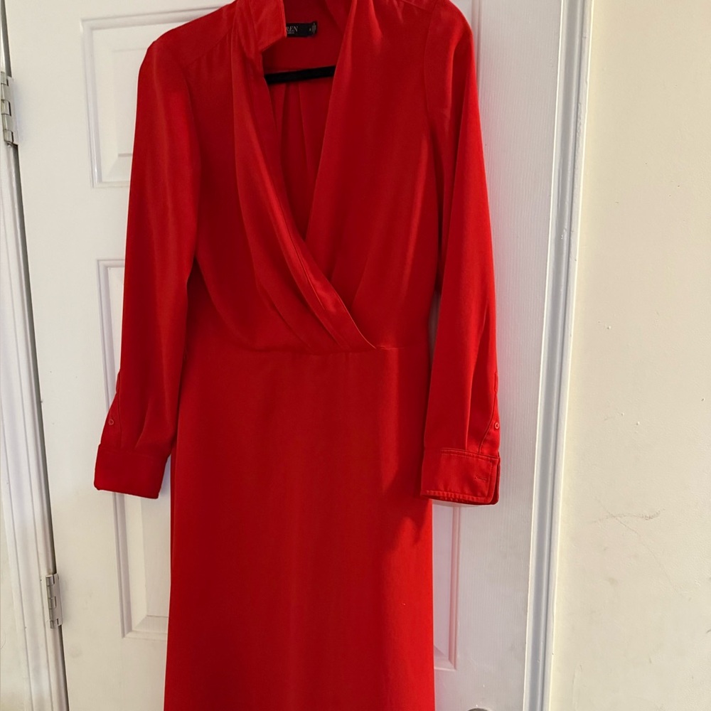Polo Ralph Lauren Vibrant Red Long Sleeve Dress